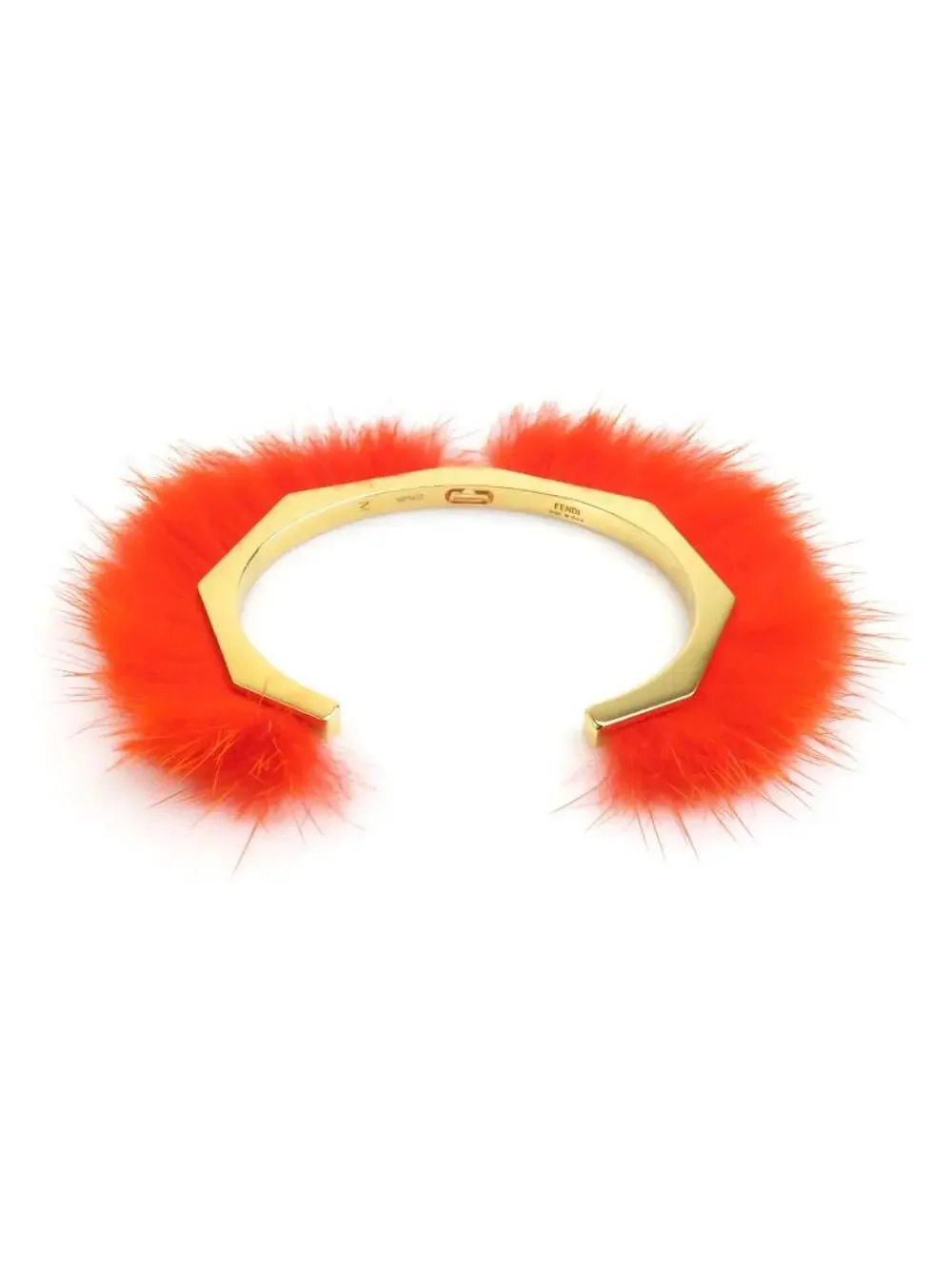 Auth Fendi Bangle Bracelet Orange/Gold #338702F19B